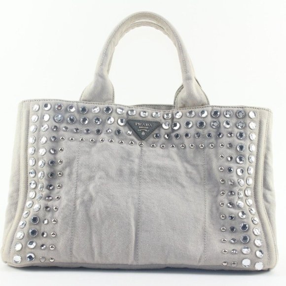Prada Grey Jeweled Crystal 2way Tote 2PR1129K - Picture 1 of 12